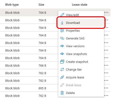 Files in blob container — wallet-backup.sql, rtgs-connections.json, partner-connections.json