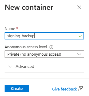 New container creation dialog