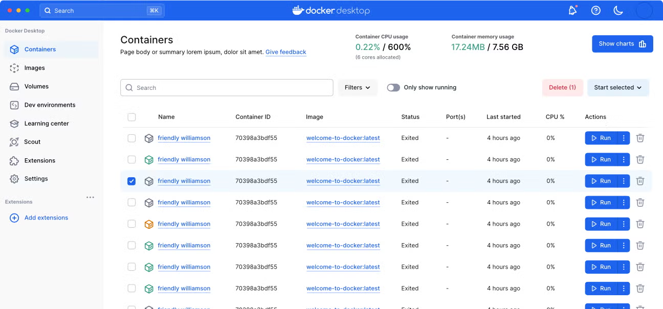 Docker Desktop client